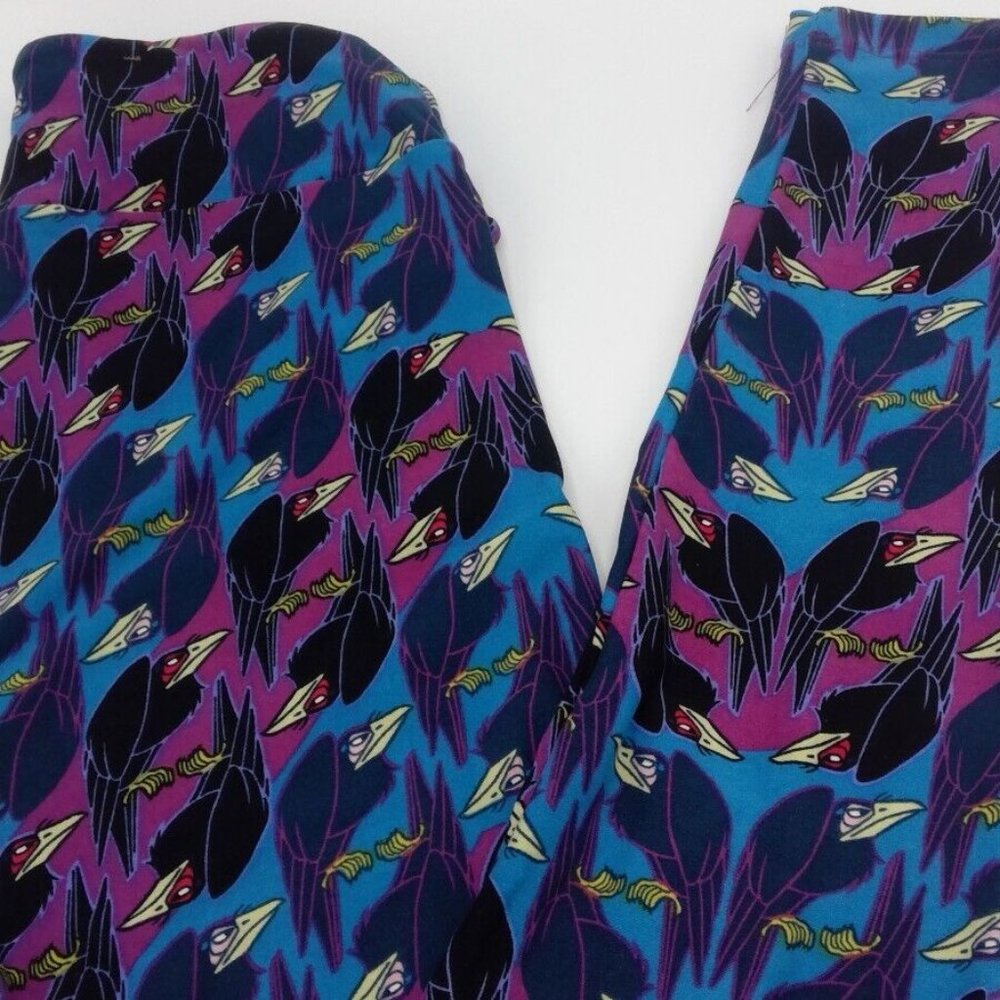LULAROE DISNEY LEGGINGS ONE SIZE BIRD BLUE AND PURPLE